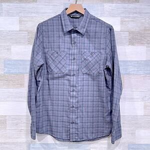 Travis Mathew Cloud Flannel Shirt Gray Plaid Performance Hiking Mens Medium